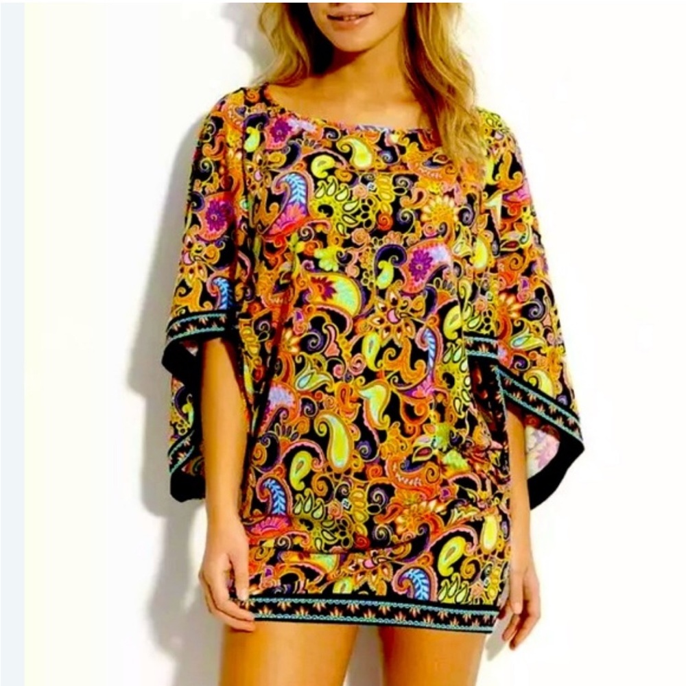 Trina Turk Women’s Batwing Multicolor Paisley Botanical Coverup NWT Size XS